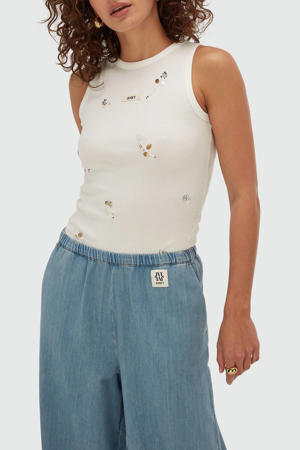 top met pailletten ecru