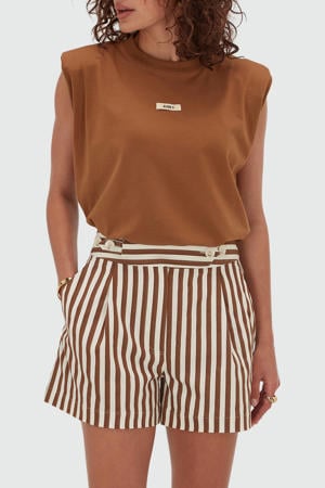 regular high waist gestreepte casual short bruin