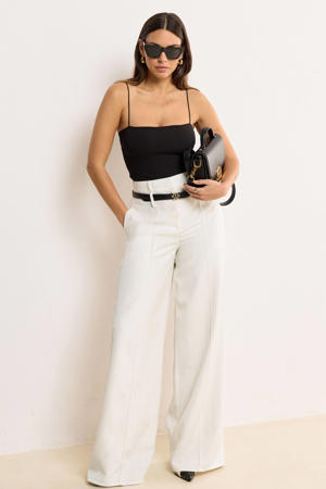 broek met hoge taille en wide leg ecru
