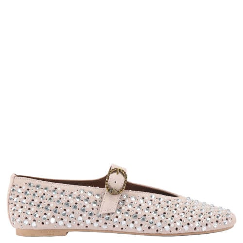 Kurt Geiger Mayfair suède ballerina's met parels en strass beige afbeelding