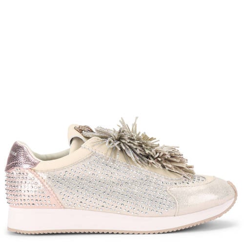 Kurt Geiger Islington Pom Pom Pump leren slip-on sneakers met strass lichtroze afbeelding