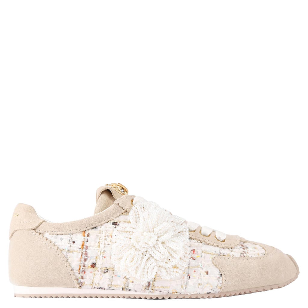 Beige dames Kurt Geiger Islington suède sneakers met veters