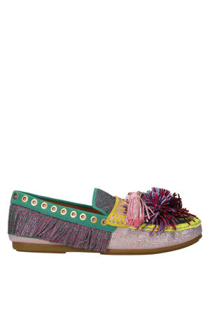 Pompom suède mocassins multi
