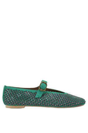 Mayfair suède ballerina's met strass groen