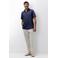 State of Art regular casual overhemd met linnen donkerblauw