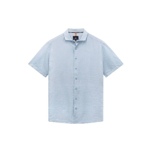 State of Art regular casual overhemd met linnen lichtblauw afbeelding