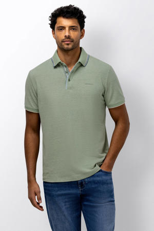 regular polo met linnen groen