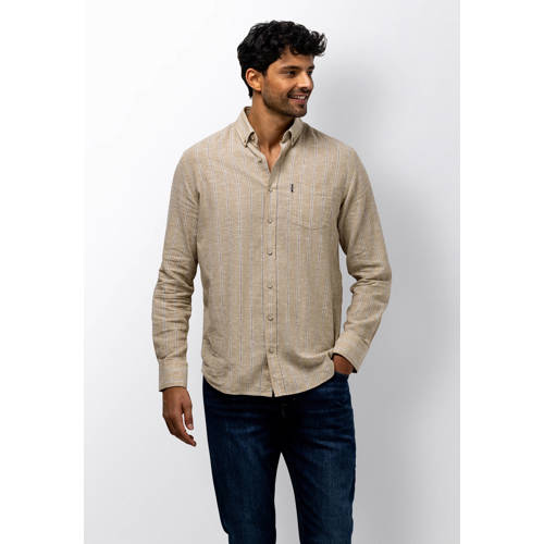 State of Art regular gestreepte casual overhemd beige afbeelding