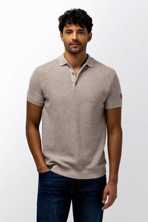 regular polo taupe fijn gebreid