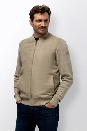 suede vest rib gebreid beige
