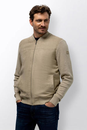 suede vest rib gebreid beige