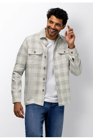 geruit overshirt met linnen ecru