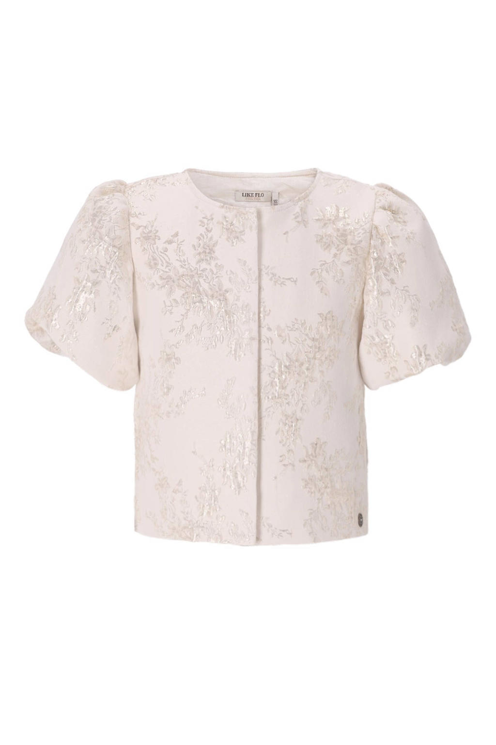 Gouden meisjes Like Flo gebloemde blouse van polyester met korte mouwen, ronde hals, drukknoopsluiting en jacquard