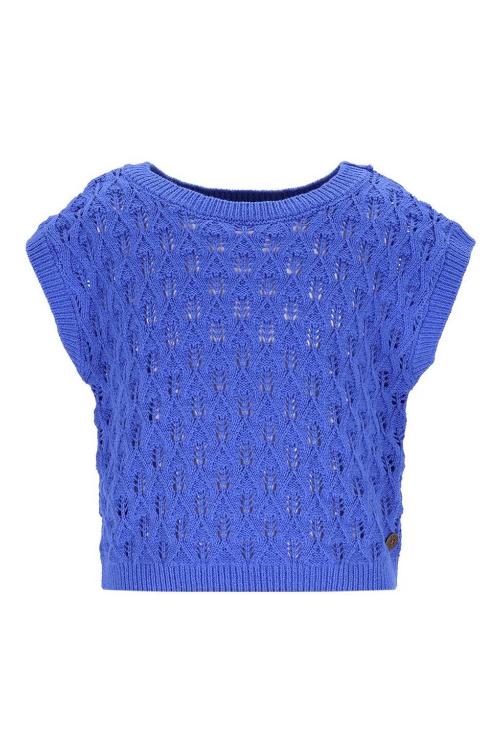 Blauwe meisjes Like Flo top grof gebreid met effen