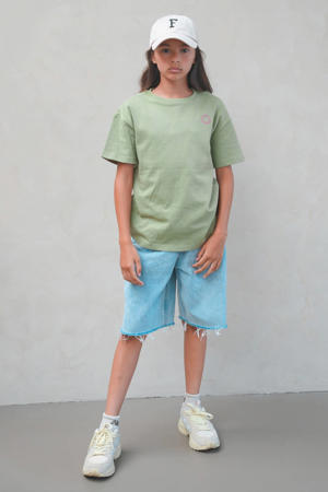 denim relaxed regular waist short light blue denim