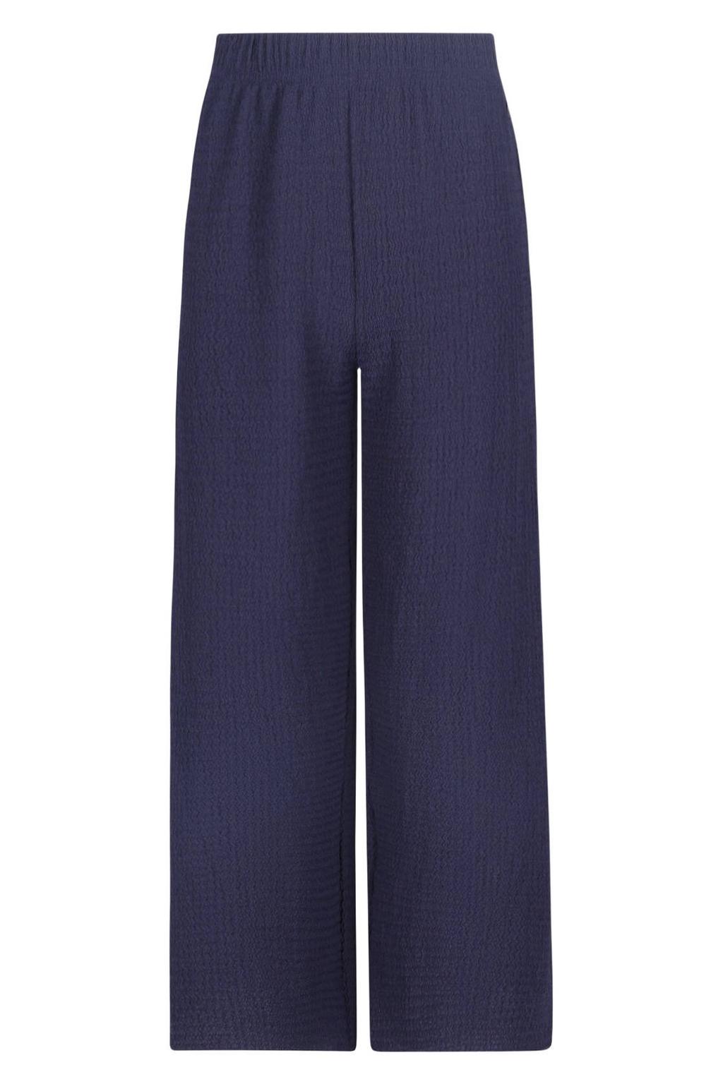 Donkerblauwe meisjes Like Flo Young wide leg regular waist casual broek met effen