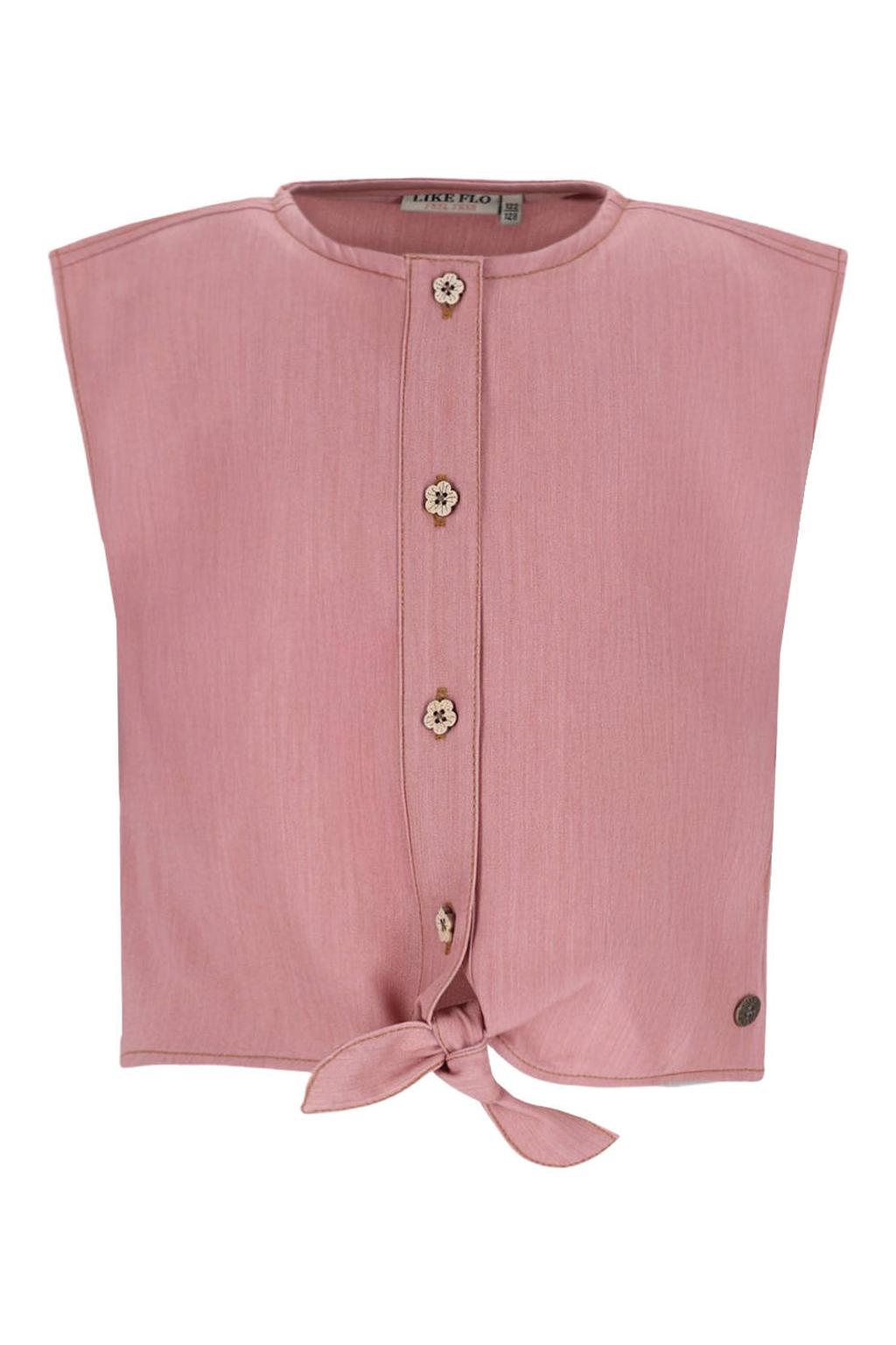 Oudroze meisjes Like Flo mouwloze top van polyester met effen
