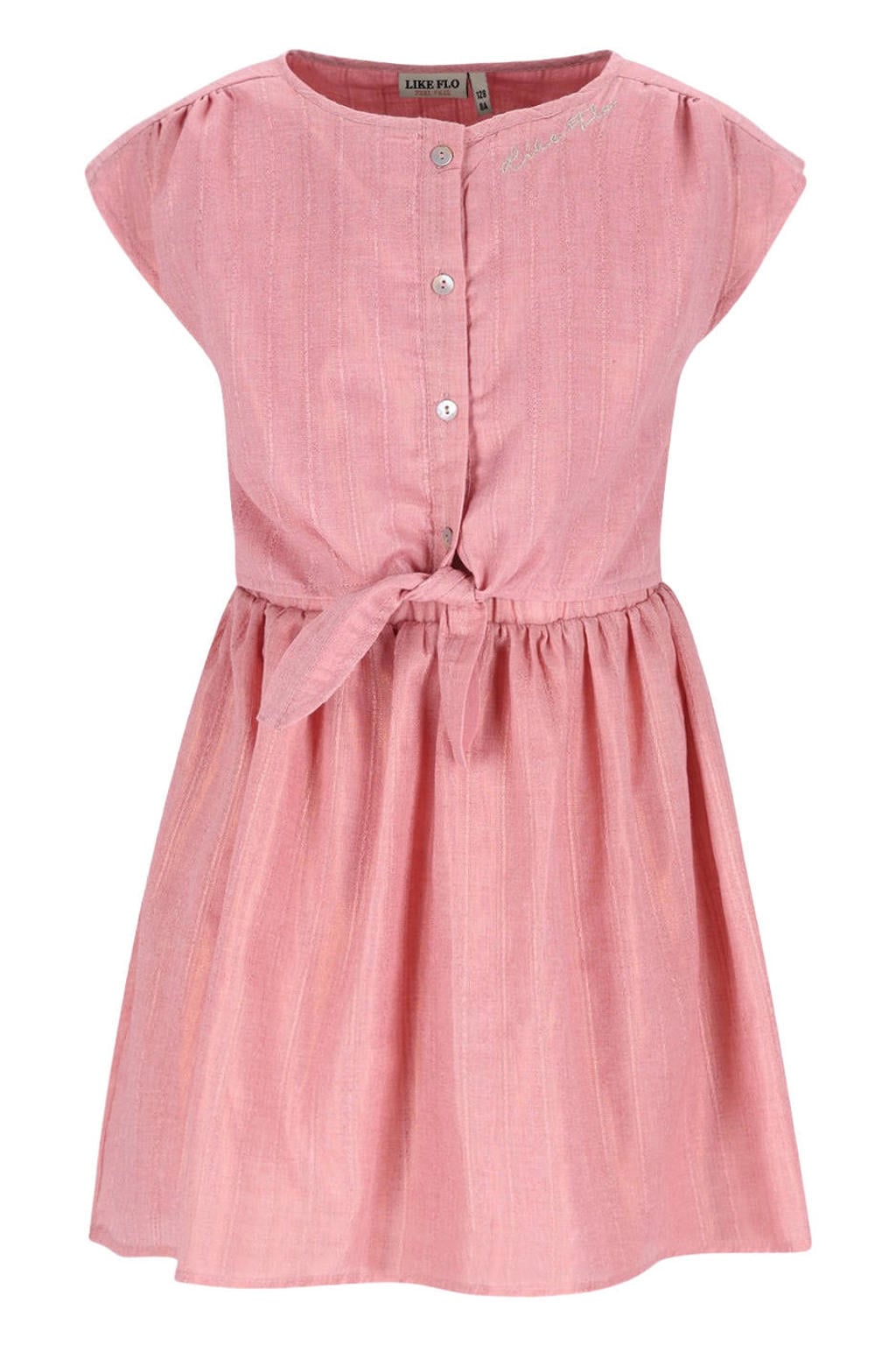 Roze meisjes Like Flo korte jurk van polyester met effen, button down sluiting, knoopsluiting en knoopdetail