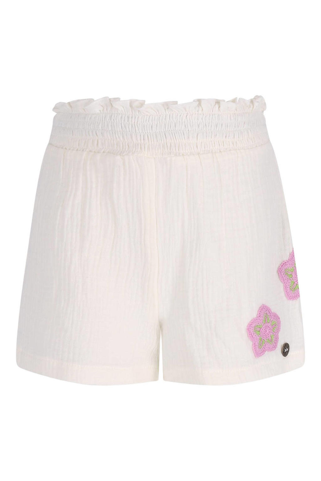 Witte meisjes Like Flo regular casual short van katoen met elastische tailleband en effen