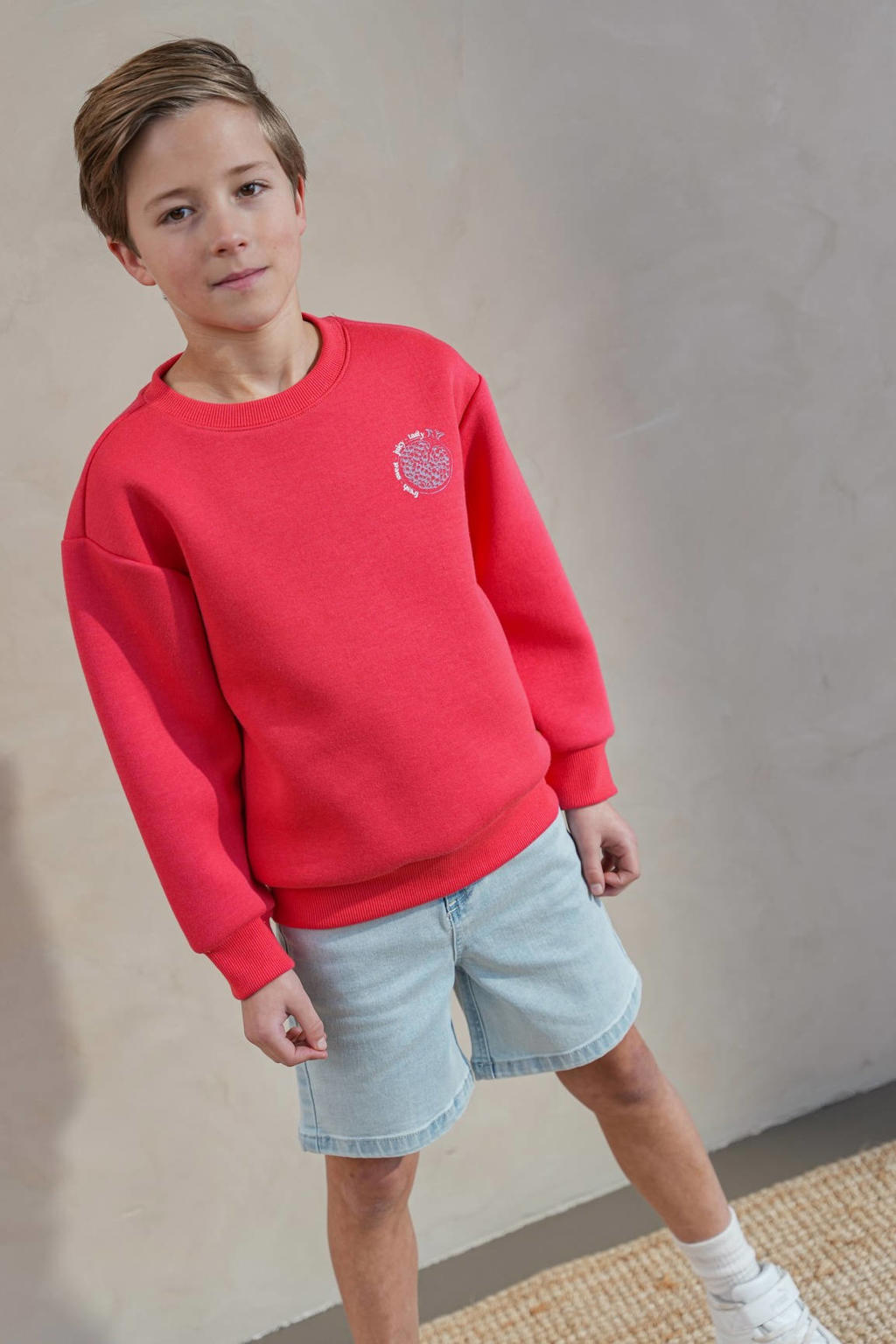Like Flo Boys sweater met backprint roze