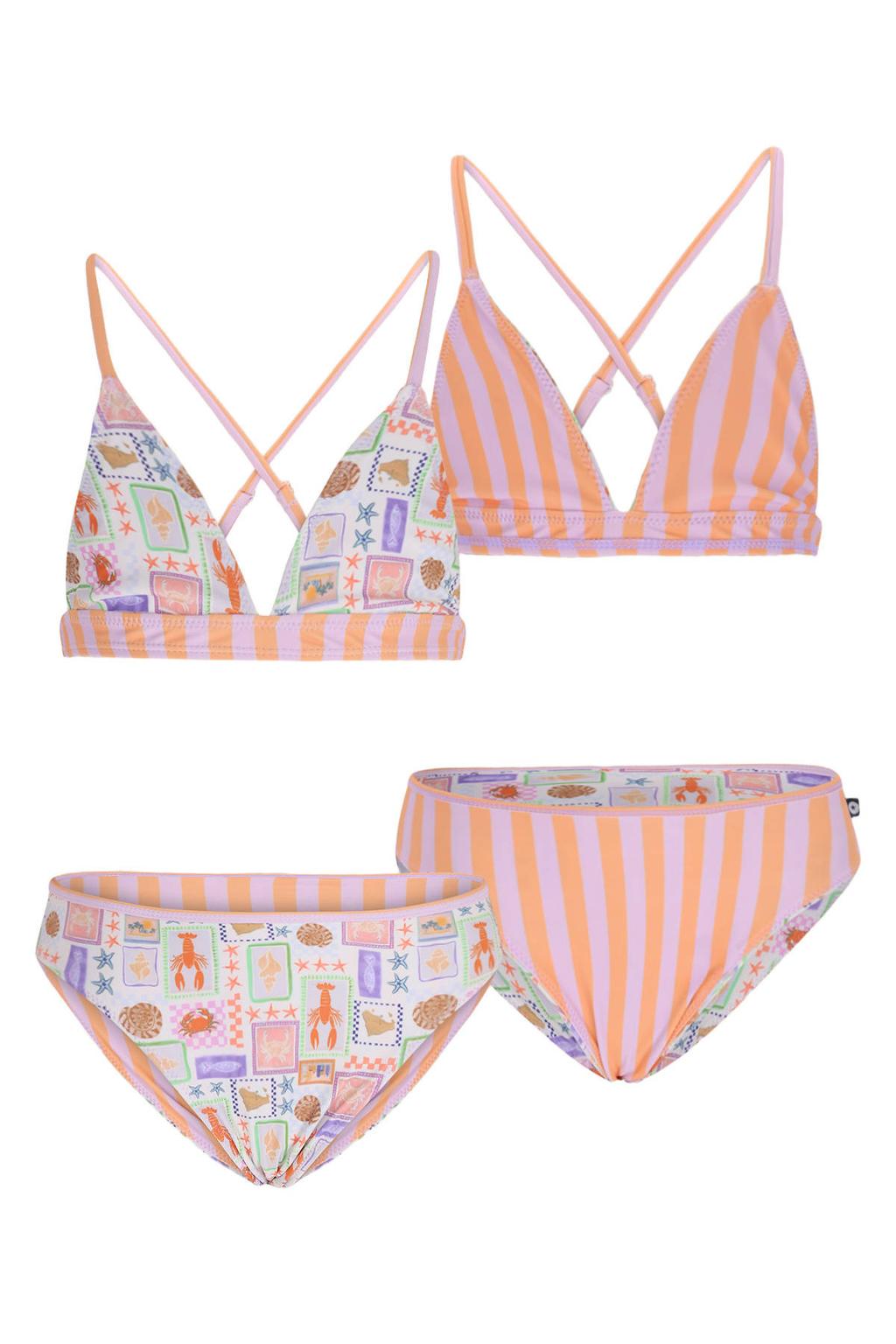 Like Flo reversible triangel bikini oranje/lila