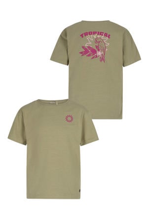T-shirt met backprint olijfgroen