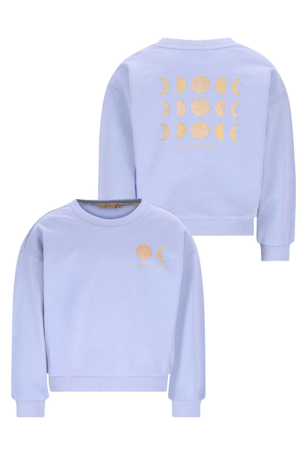 Like Flo sweater met backprint lichtblauw