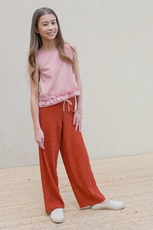 straight casual broek roodbruin