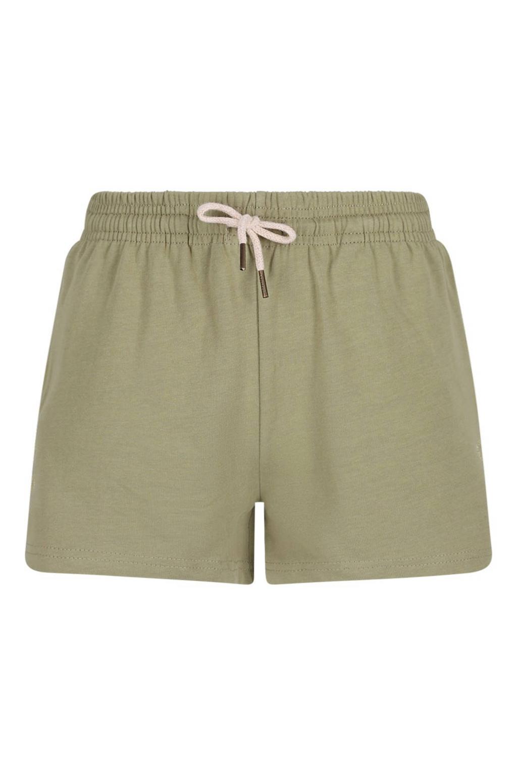 Olijfgroene meisjes Like Flo Young regular waist sweatshort van katoen met elastische tailleband met koord en printopdruk