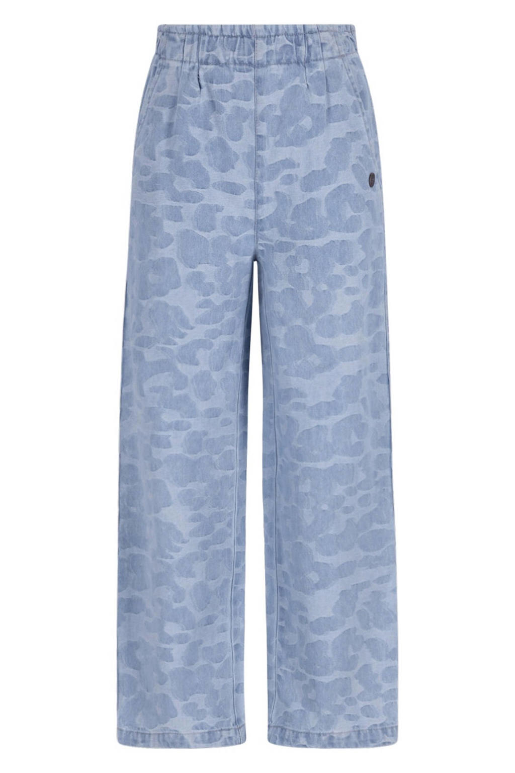 Light blue denim meisjes Like Flo straight leg jeans van katoen met dierenprint