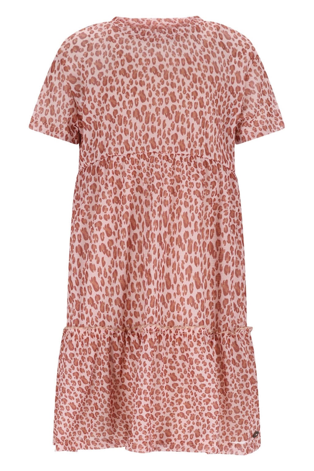 Roze meisjes Like Flo A-lijn jurk van polyester met dierenprint, korte mouwen en ronde hals