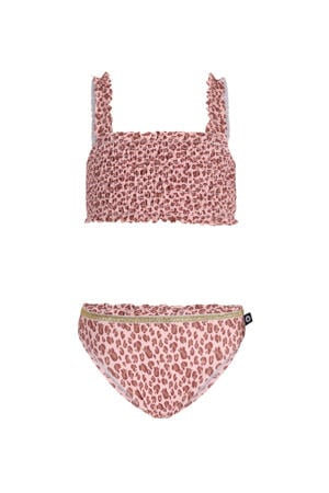 crop bikini met panterprint roze