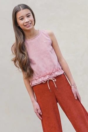 mouwloze top roze