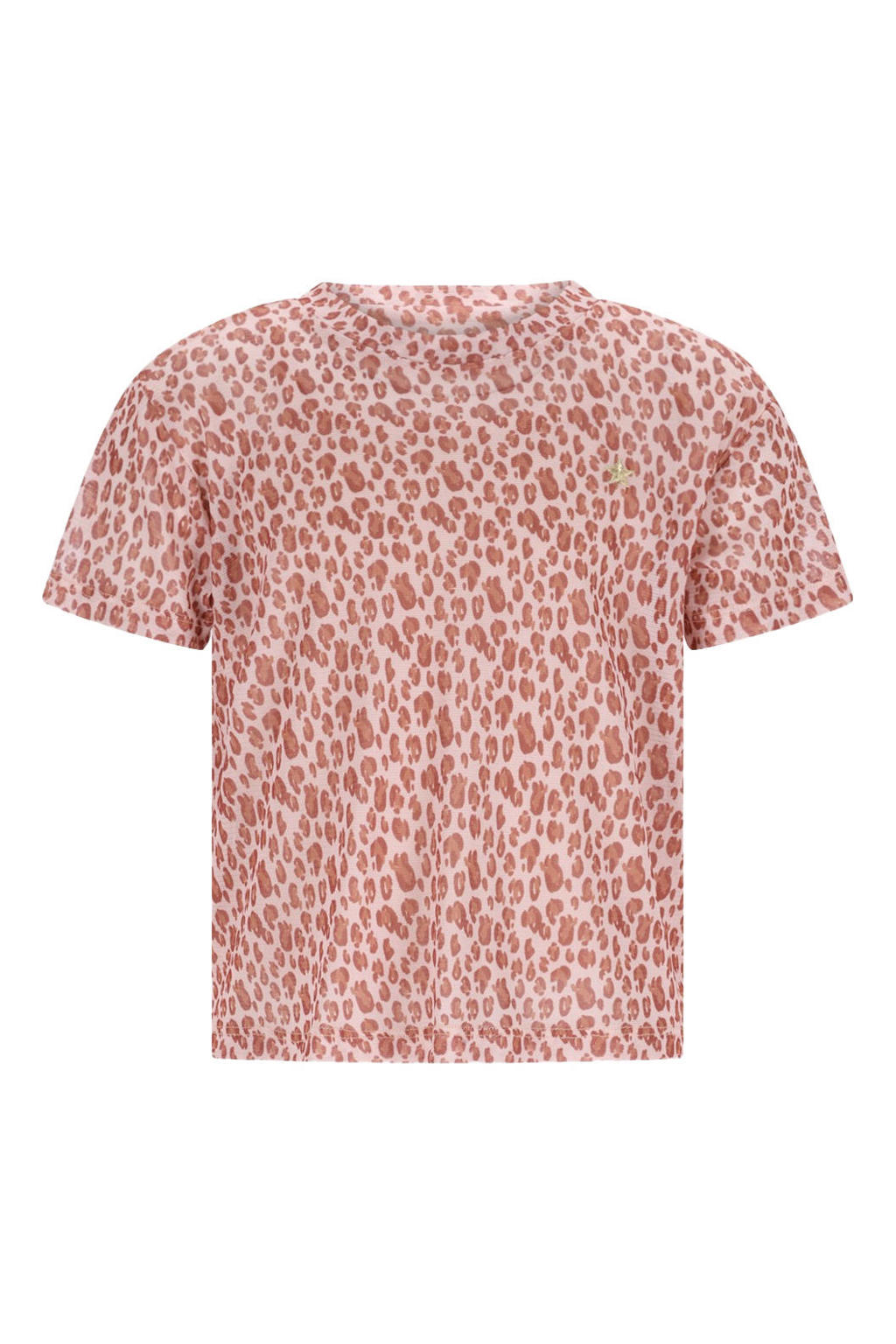 Roze meisjes Like Flo T-shirt van polyester met dierenprint, korte mouwen en ronde hals