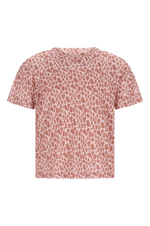 T-shirt met panterprint roze