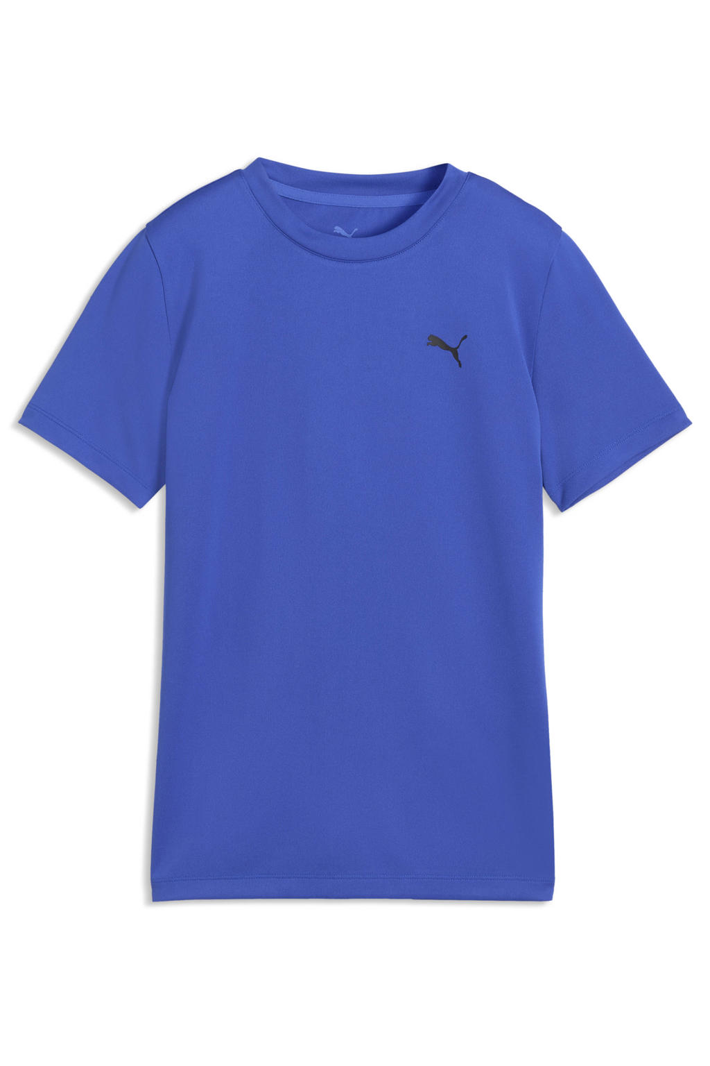Blauwe jongens en meisjes Puma sportshirt ESS van polyester met effen, korte mouwen en ronde hals