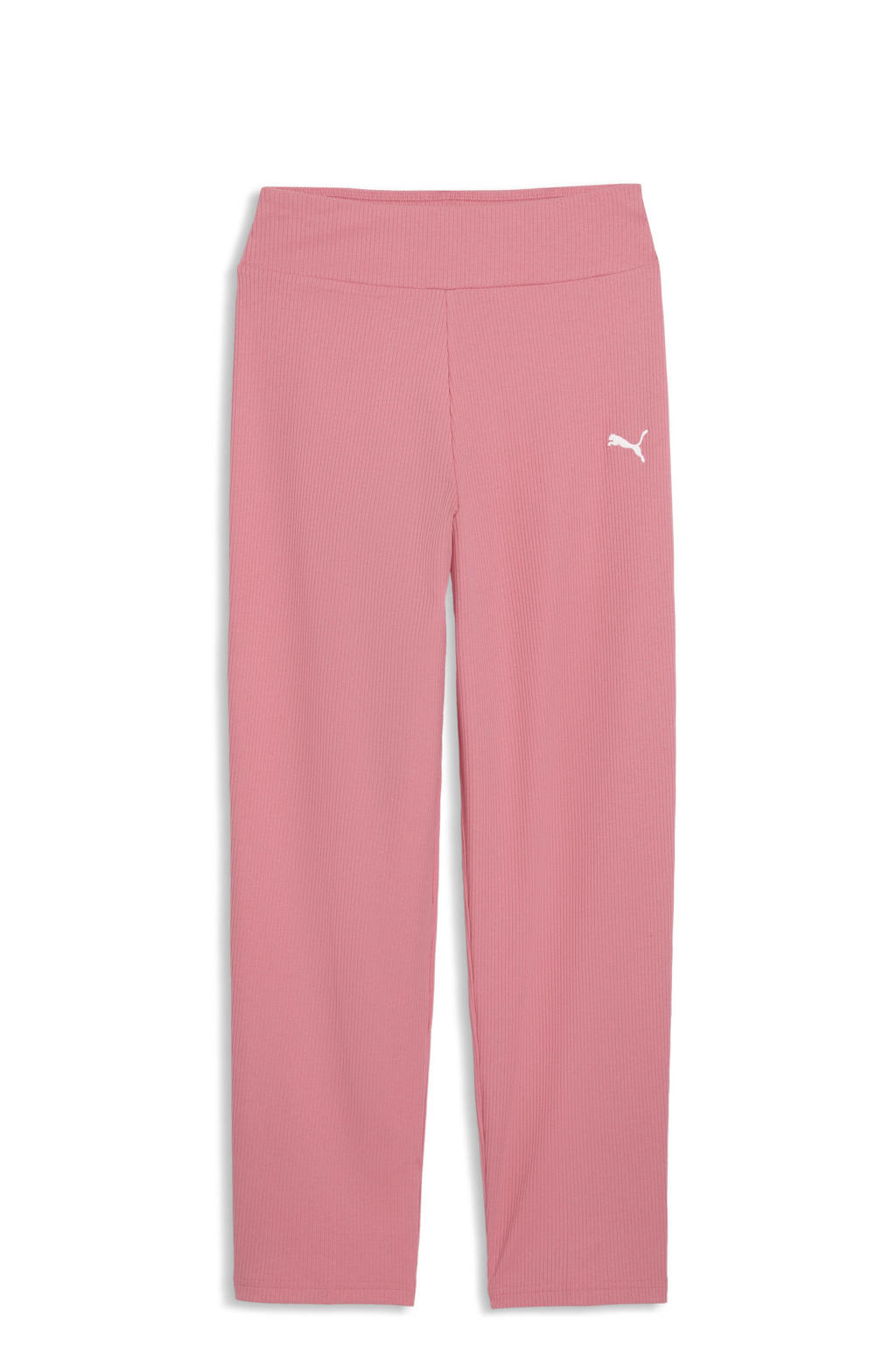 Roze meisjes Puma joggingbroek van polyester met high waist, elastische tailleband en effen