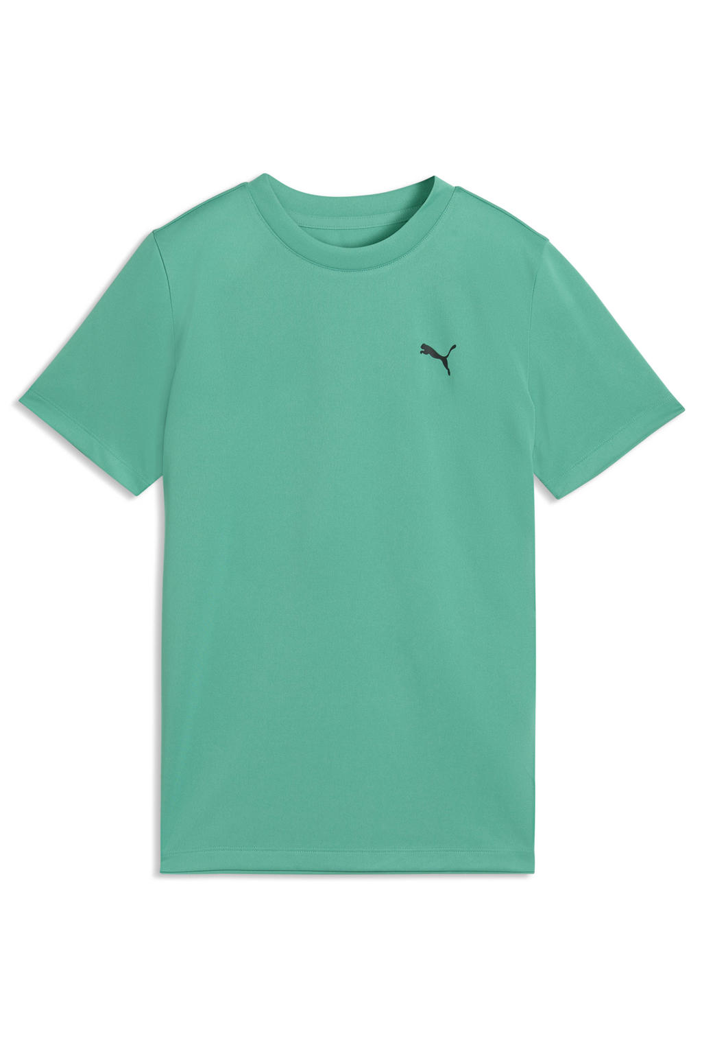 Groene jongens en meisjes Puma sportshirt ESS van polyester met effen, korte mouwen en ronde hals