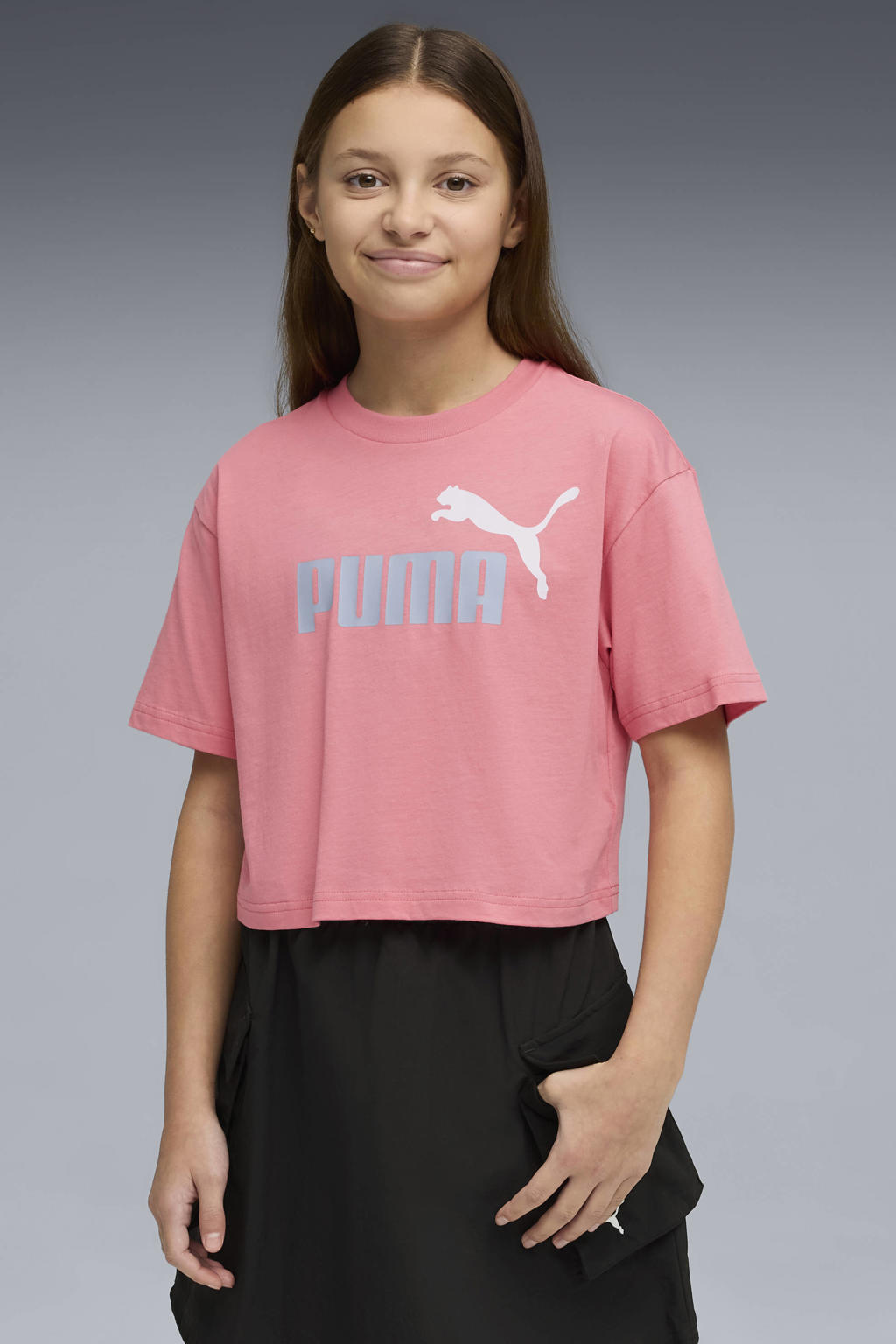 Roze meisjes Puma T-shirt van katoen met printopdruk