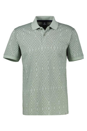 regular fit geruite jacquard polo - groen