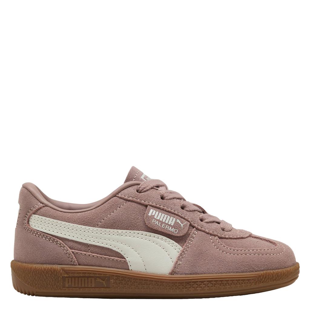 Bruin en lichtgrijze jongens en meisjes Puma Palermo leren sneakers van suede/voering: mesh/voetbed: eva met veters