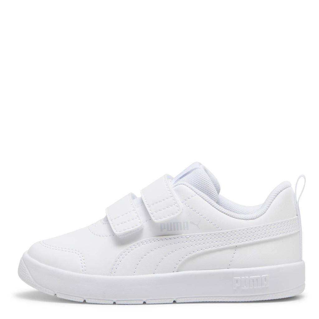 Witte jongens en meisjes Puma Courtflex V3 sneakers van imitatieleer/voering: mesh/voetbed: eva met klittenband