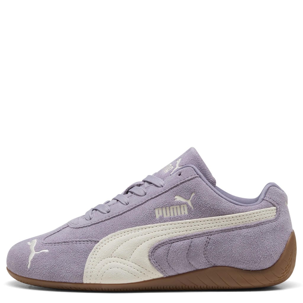 Lila en lichtgrijze jongens en meisjes Puma Speedcat OG suede sneakers met veters