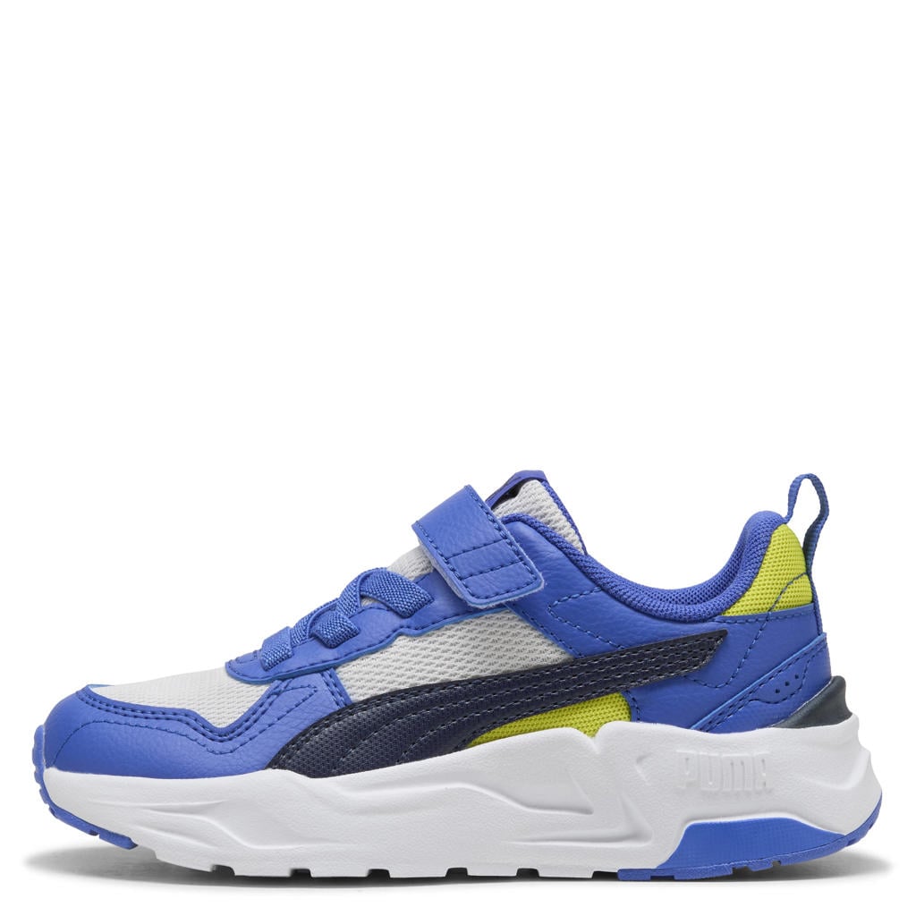 Lichtgrijs en blauwe jongens en meisjes Puma Trinity 2 LT sneakers van imitatieleer/voering: mesh/voetbed: eva met elastische veter- met klittenbandsluiting