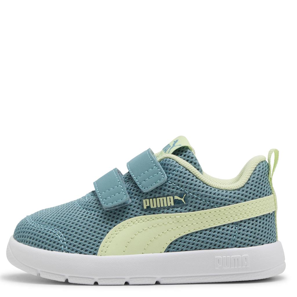 Aqua en gele jongens en meisjes Puma Courtflex V3 Mesh sneakers van mesh-pu/voering: mesh/voetbed: eva met klittenband