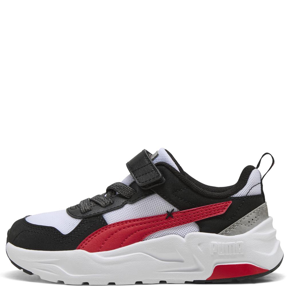 Wit, rood en zwarte jongens en meisjes Puma Trinity 2 LT Mid 90s sneakers van suède-pu/voering: mesh/voetbed: eva met veter- met klittenbandsluiting
