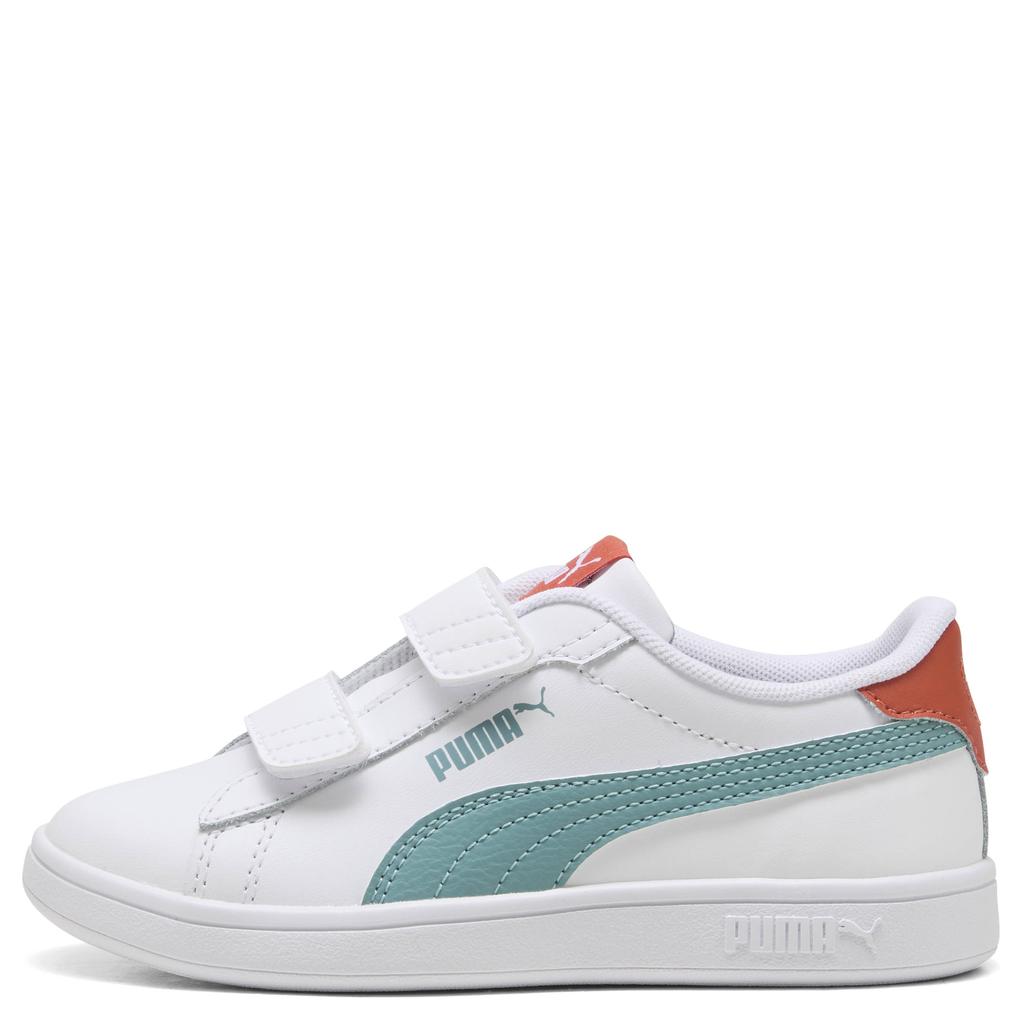 Wit en aqua jongens en meisjes Puma Smash 3.0 sneakers van imitatieleer met klittenband
