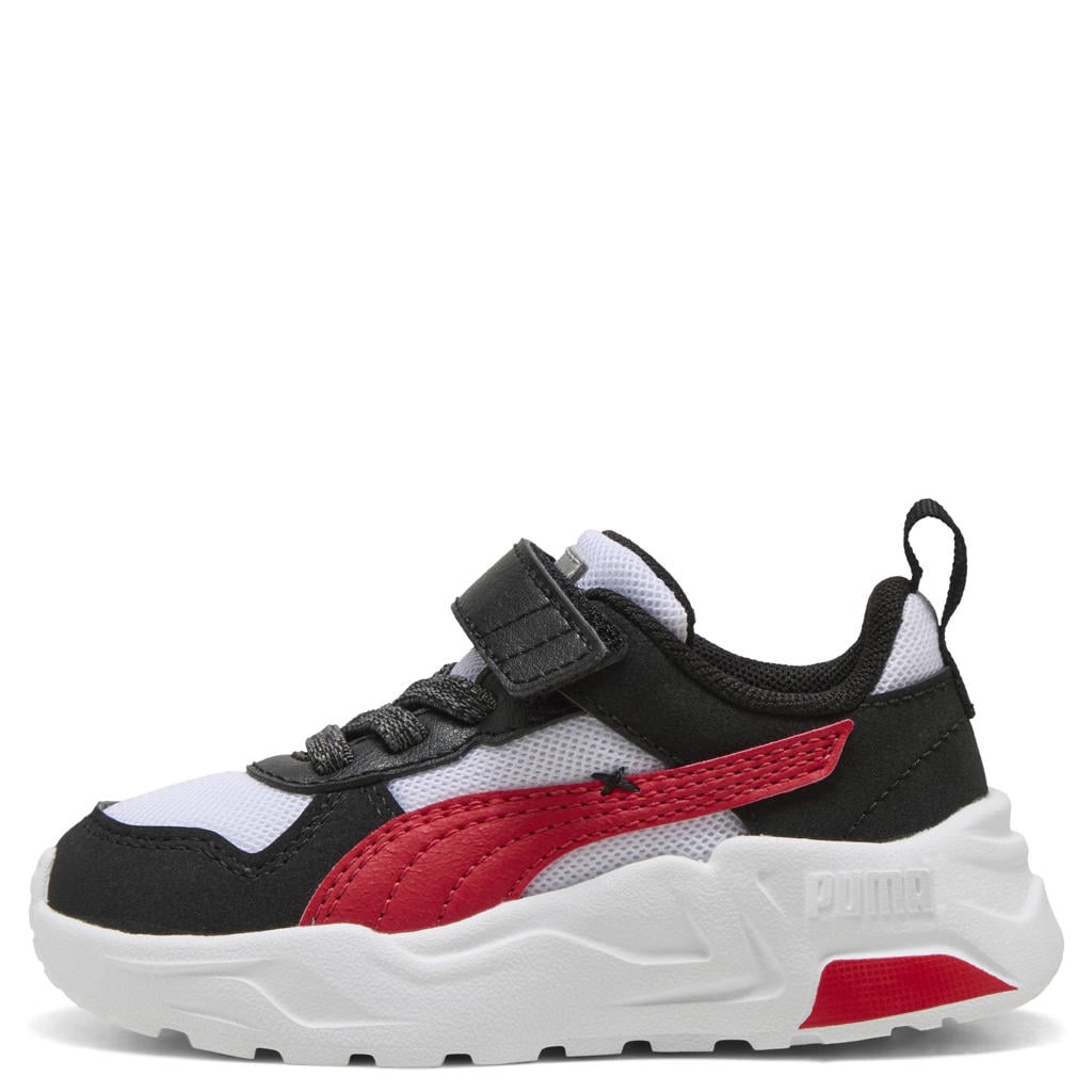 Zwart en donkerrode jongens en meisjes Puma Trinity 2 LT Mid 90s sneakers van suède-pu/voering: mesh/voetbed: eva met elastische veter- met klittenbandsluiting