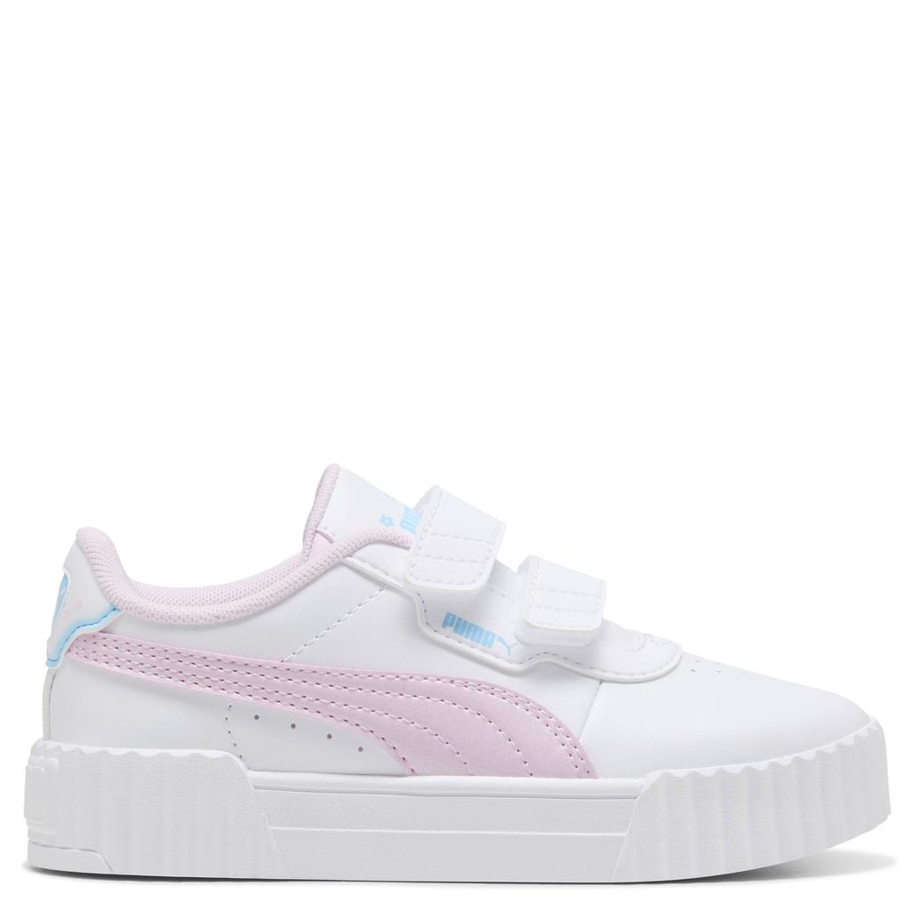 Wit en roze jongens en meisjes Puma Carina 3.0 Jelly Heaven sneakers van 100% textiel met veters