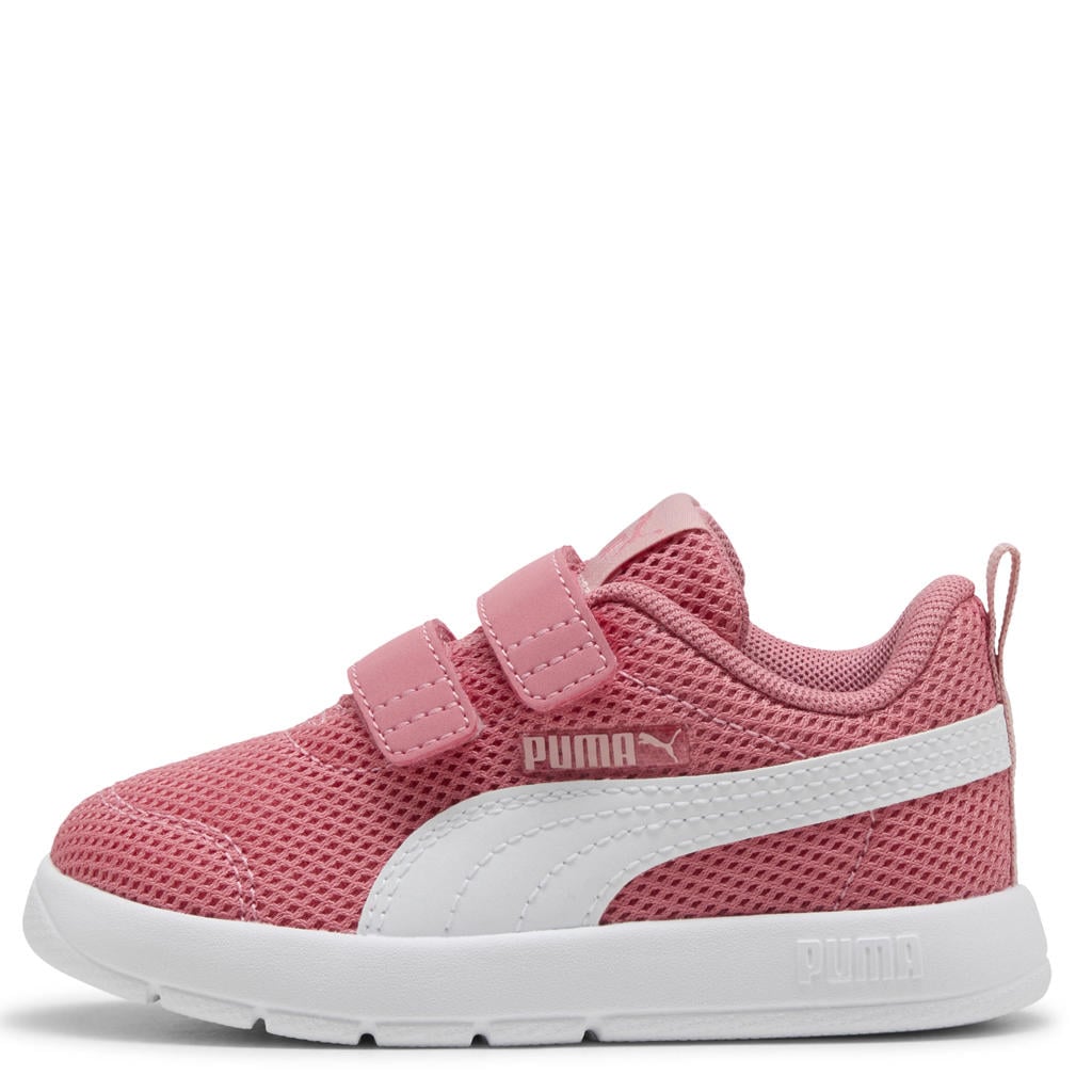 Roze en witte jongens en meisjes Puma Courtflex V3 Mesh sneakers van mesh-pu/voering: mesh/voetbed: eva met klittenband